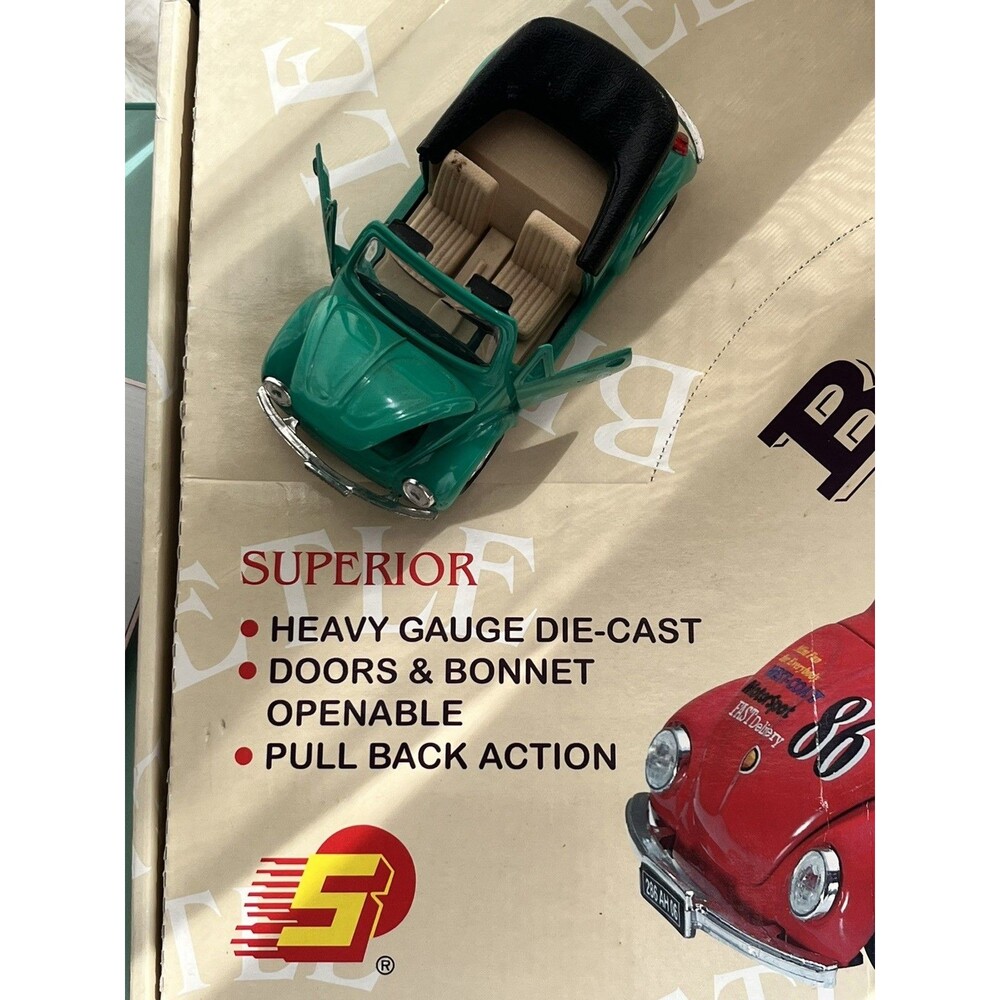 B. Shackman & Co. Green Diecast Pull Back Convertible Car Opening Doors & Hood